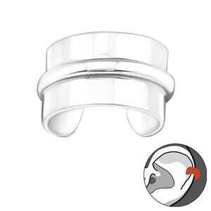 Sterling Silver Semi Wide Band Simple Ear Cuff